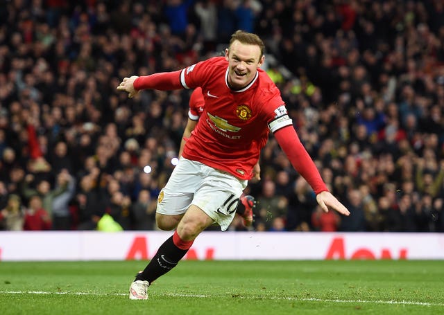 Wayne Rooney celebrates scoring for Manchester United against Sunderland in 2015