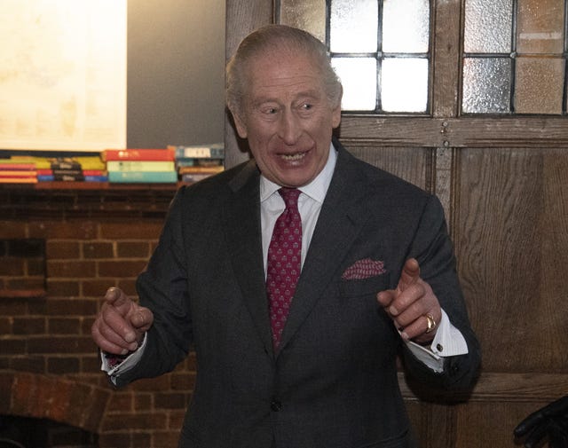 The King meeting staff at The Sun Inn during a visit to Dedham, a small village on the borders of Essex and Suffolk