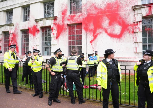 Red paint thrown over Ministry of Defence