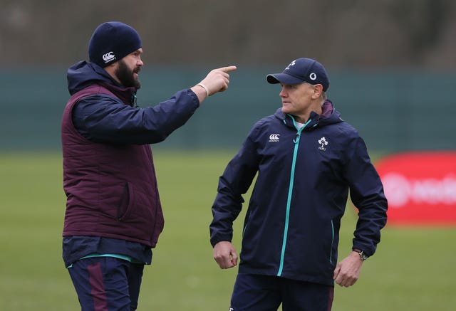 Former Ireland head coach Joe Schmidt, right, with Andy Farrell