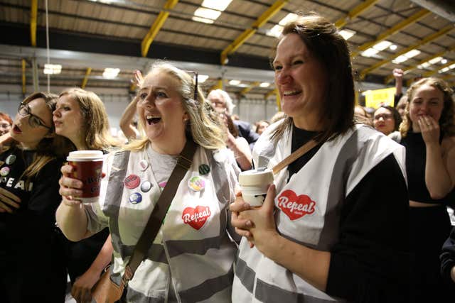 Repeal supporters at Dublin’s RDS (Brian Lawless/PA)