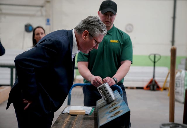 Sir Keir later travelled to  a builders merchants in Lancashire as he set out his party’s plans to create jobs through Labour’s Green Prosperity Plan