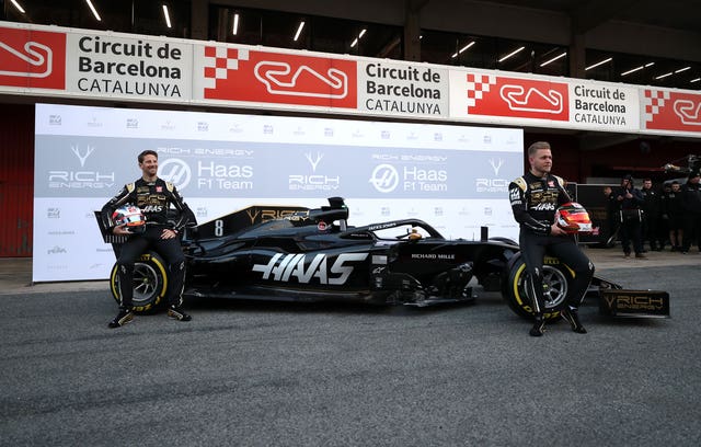 Romain Grosjean and Kevin Magnussen unveil the new-look Haas at Barcelona