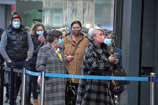 People queueing outside Primark in Newcastle in early Decembe