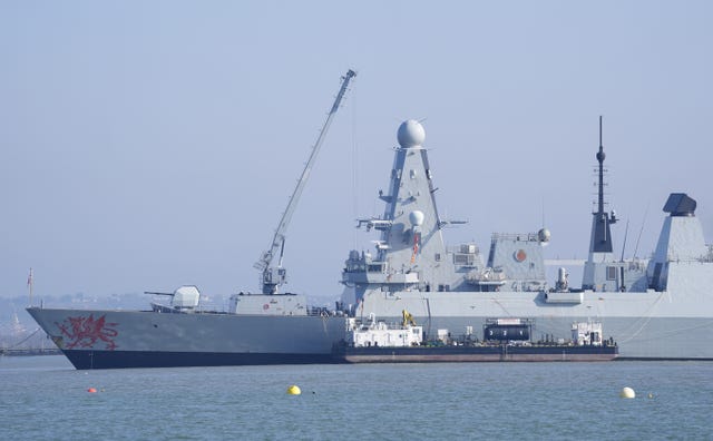 HMS Dragon in port in Portsmouth