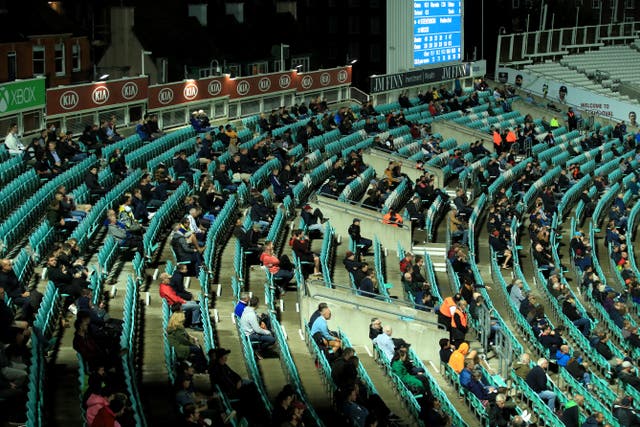 Fans attended the Surrey v Hampshire match last month on a socially-distanced basis
