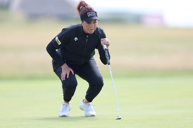 England’s Georgia Hall on the 18th green on day three of the 2025 AIG Women’s Open at Royal Porthcawl