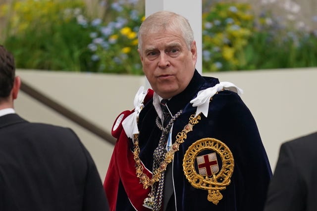 Andrew arriving at the King's coronation ceremony in 2023 