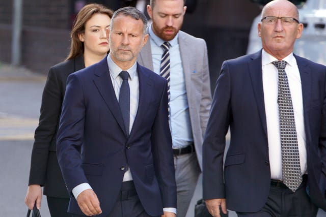 Former Manchester United footballer Ryan Giggs arrives at Manchester Crown Court 