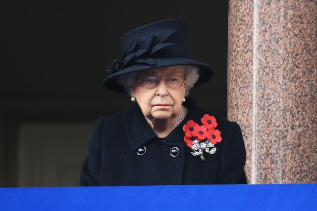 The Queen during the Remembrance Sunday service at the Cenotaph in Whitehall