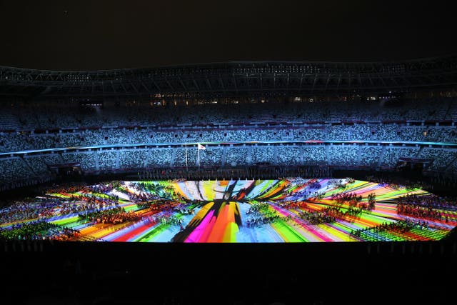 Athletes during the opening ceremony of the Tokyo 2020 Paralympic Games