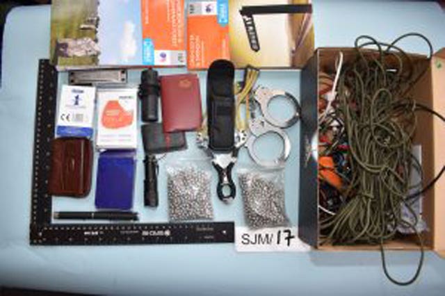 The contents of a shoe box belonging to Malakai Wheeler