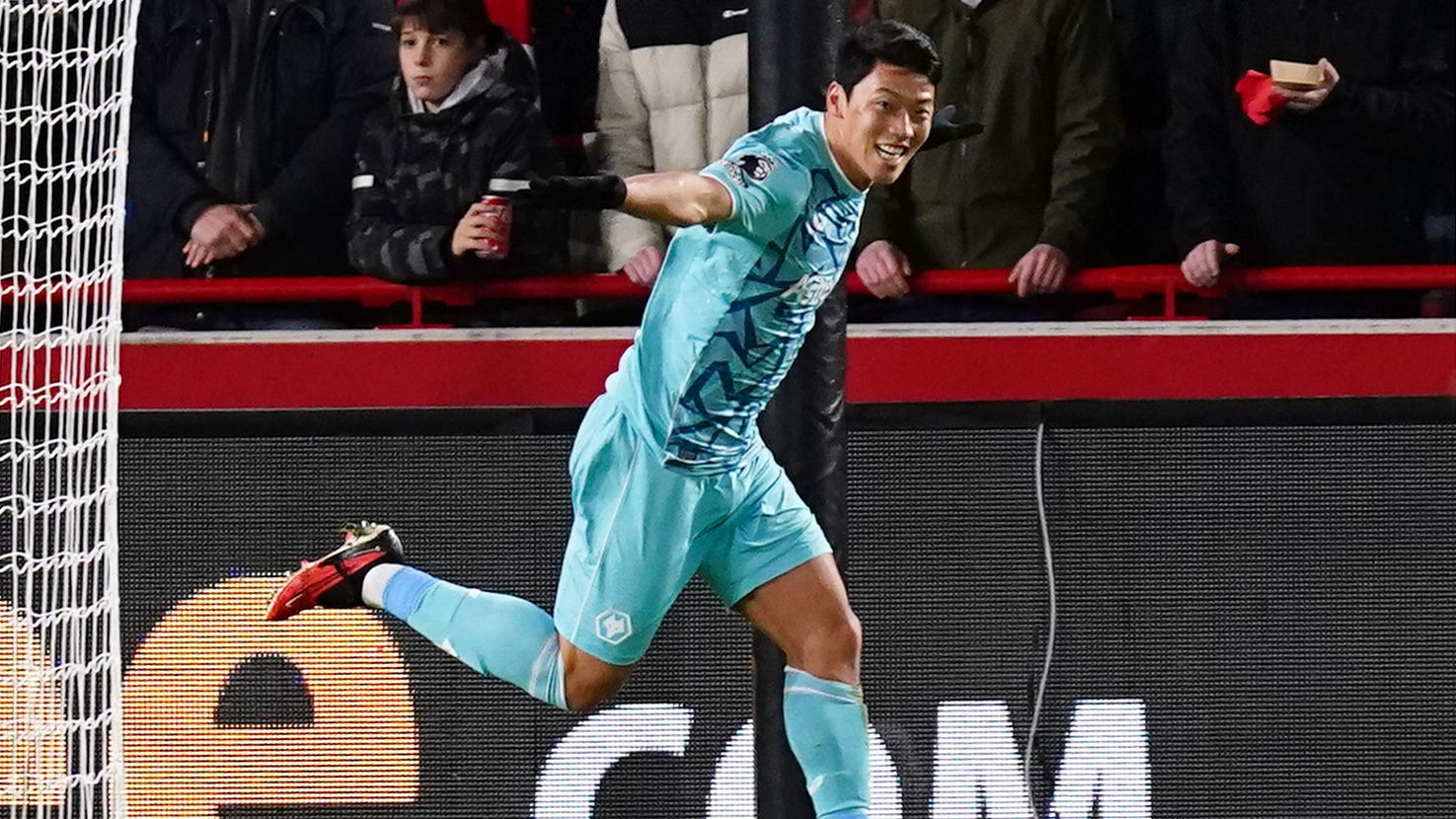 Hwang Hee-chan celebrates scoring Wolves’ second goal