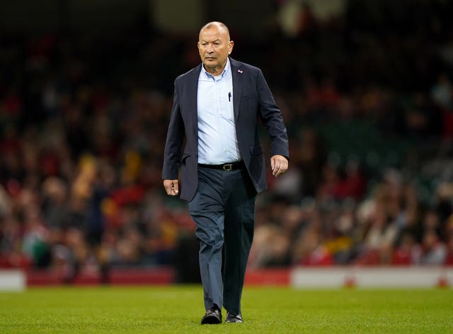 Eddie Jones walks across the pitch at the Principality Stadium