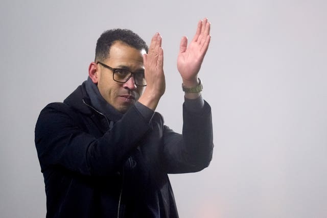 Liam Rosenior applauds the Chelsea fans after the FA Cup third-round win at Charlton