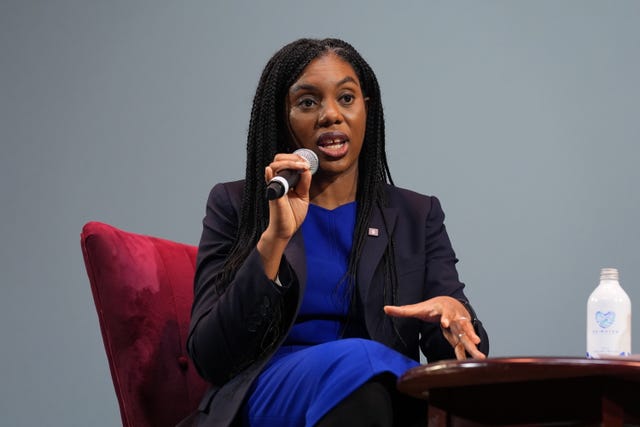 Conservative party leader Kemi Badenoch speaking at the Business Property Relief summit at the London Palladium