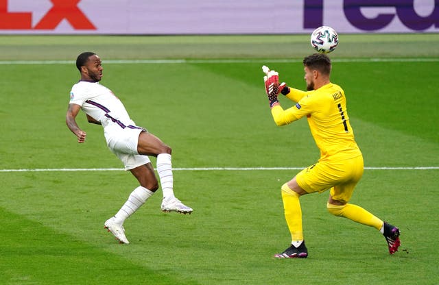 Raheem Sterling saw an early chance hit the far post