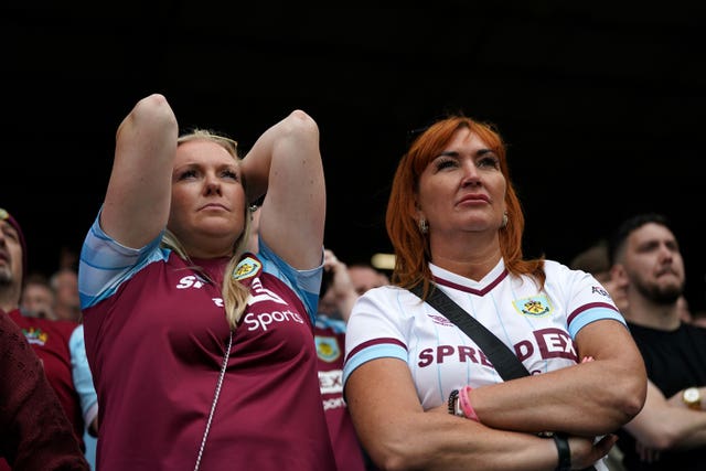 Burnley have been relegated to the Championship (Nick Potts/PA)