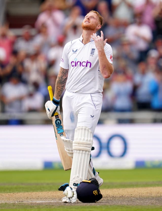 Ben Stokes celebrates his century with a tribute to his late father