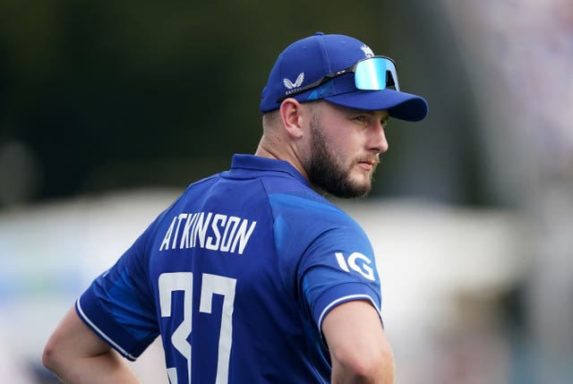 England bowler Gus Atkinson looks on during an ODI against New Zealand.