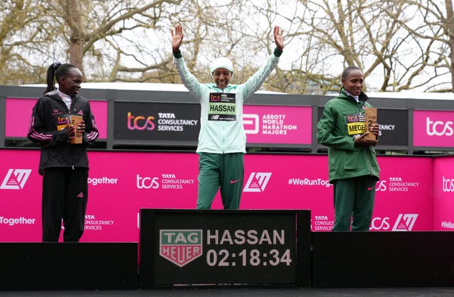 Sifan Hassan on the podium