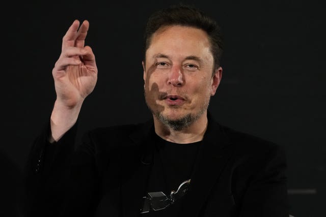 Elon Musk, CEO of Tesla and SpaceX gestures during an ‘in-conversation’ event with Prime Minister Rishi Sunak in central London, at the conclusion of the second day of the AI Safety Summit on the safe use of artificial intelligence