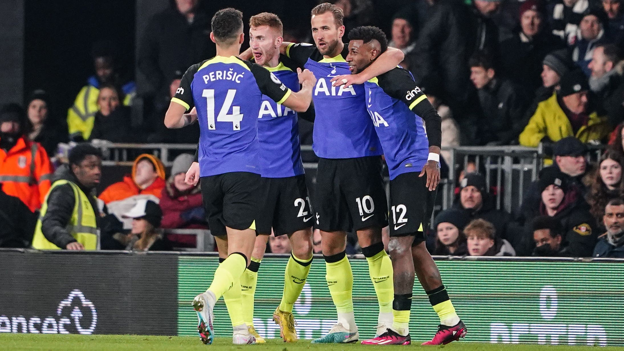 Harry Kane celebrates his 266th goal for Tottenham (Zac Goodwin/PA).
