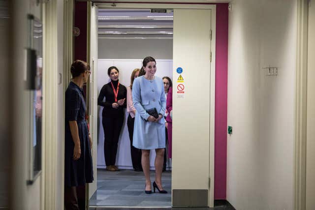 The Duchess of Cambridge toured a laboratory during her visit to the institute (Jack Hill/The Times/PA)