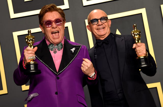 Bernie Taupin with Sir Elton John