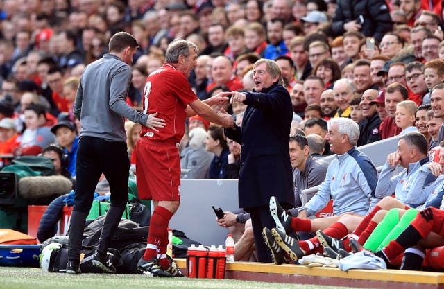 Alan Kennedy and Kenny Dalglish were reunied during a Liverpool legends match