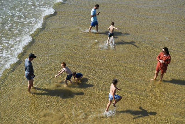 Children play on Bournemouth beach