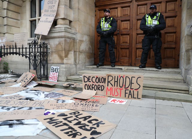 Placards following a protest