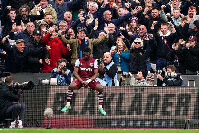 West Ham United’s Mohammed Kudus celebrates his goal