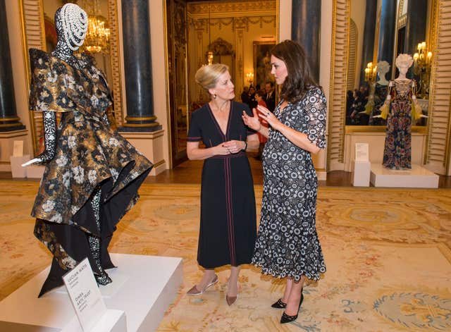 The Duchess of Cambridge and the Countess of Wessex host a reception to celebrate the Commonwealth Fashion Exchange at Buckingham Palace in London (Dominic Lipinski/PA)