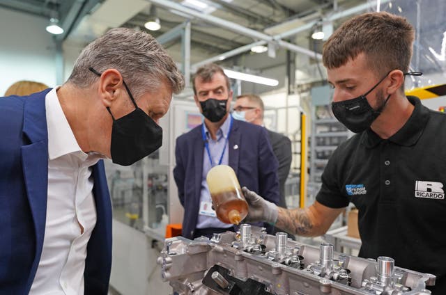 Labour Party leader Keir Starmer (left) during a visit to engineering firm Ricardo in Shoreham-by-Sea, West Sussex, ahead of the Labour Party conference