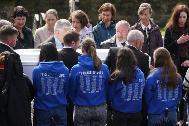 The coffin of Nicole Murphy is carried into St John the Baptist Church in Kilcash