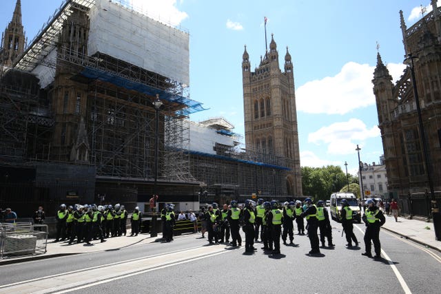 Police outside the Houses of Parliament in London