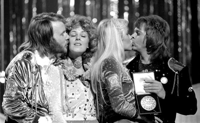 Abba celebrate their win at the Eurovision Song Contest (PA)