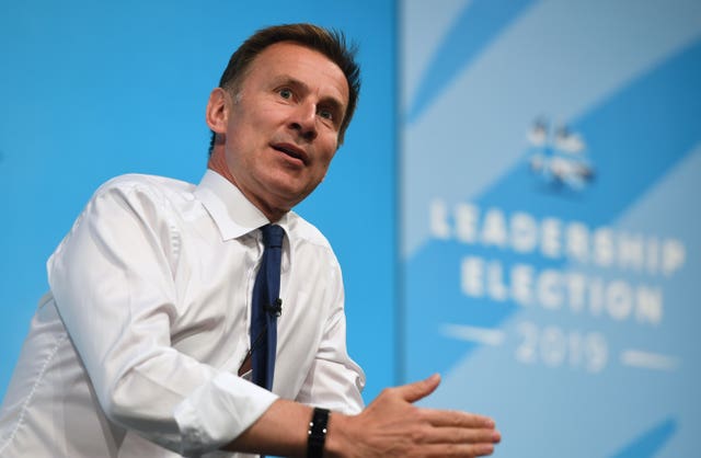 Conservative party leadership contender Jeremy Hunt (Joe Giddens/PA)