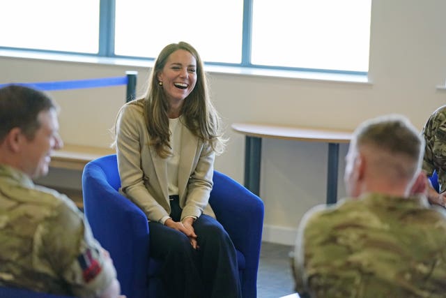Kate met military personnel during a visit to RAF Brize Norton (Steve Parsons/PA)