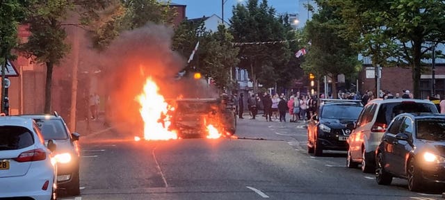 A vehicle is set alight in Belfast 