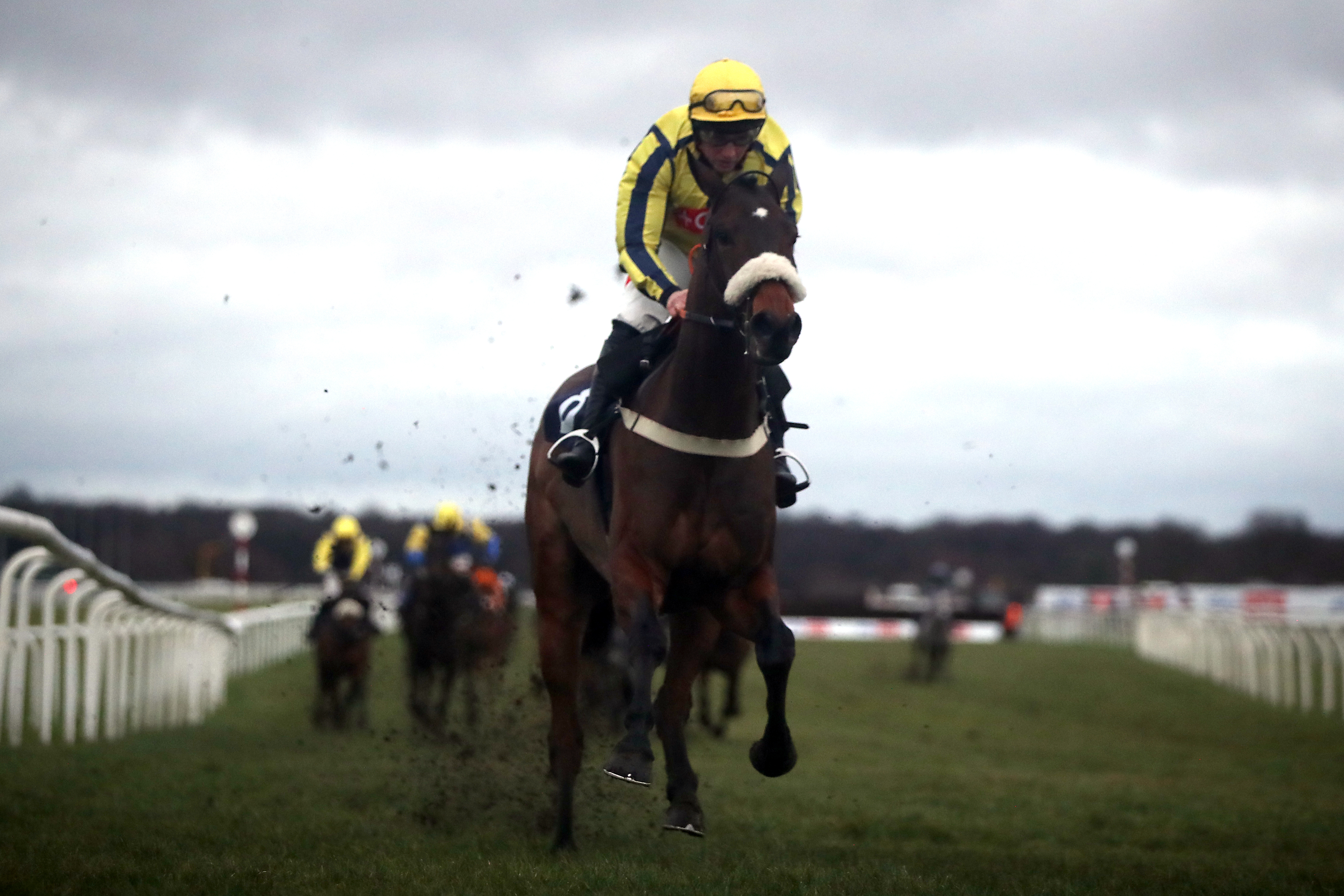 Willmount ridden by jockey Jamie Moore wins the Good Luck “Beep Beep Burrow” Open Maiden National Hunt Flat during the Sky Bet Afternoon Races at Doncaster Racecourse