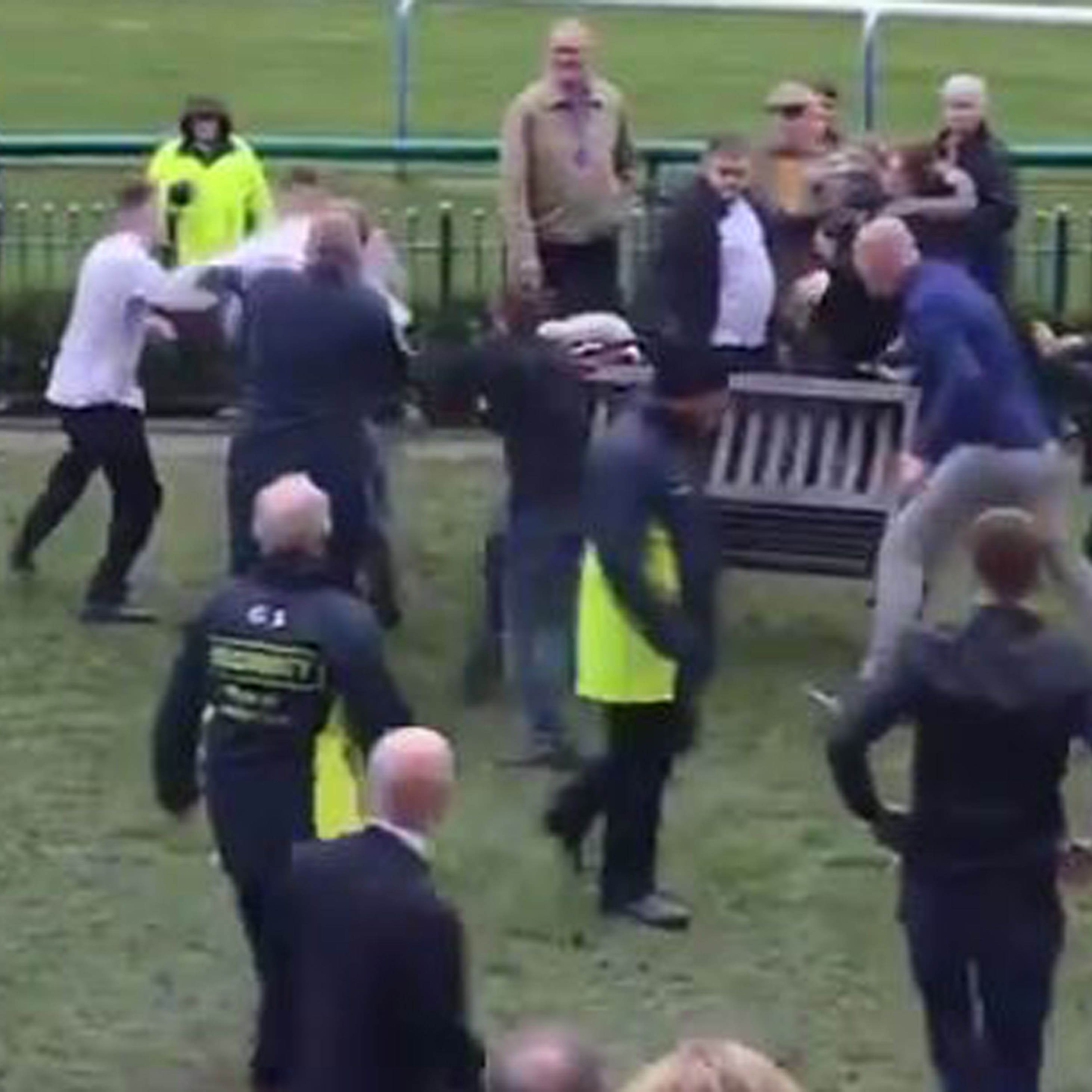 Innocent bystanders watch on as fight takes place at Haydock