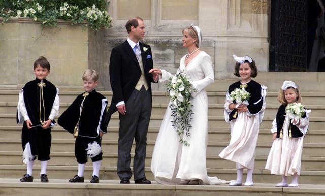 The Earl and Countess of Wessex outside St George's Chapel (PA)