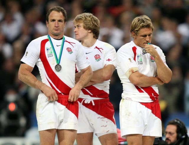 Mathew Tait, centre, played in England's 2007 World Cup final defeat to South Africa