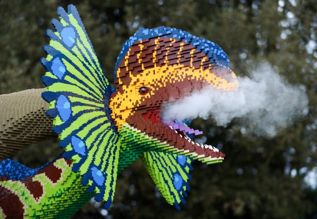 Lego dinosaur sculpture