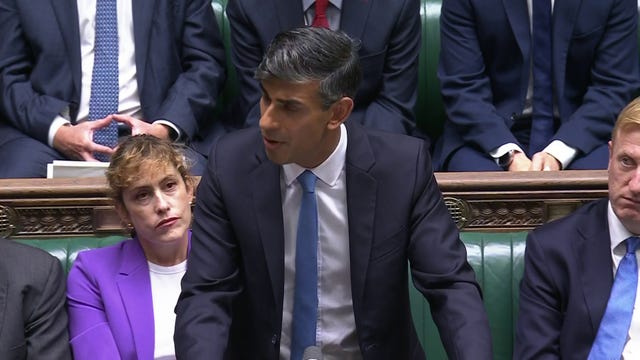 Conservative Party leader Rishi Sunak speaking during Prime Minister’s Questions in the House of Commons