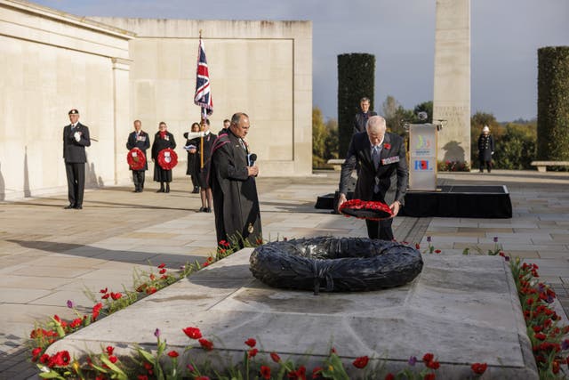 Defence Minister Al Carns lays a wreath