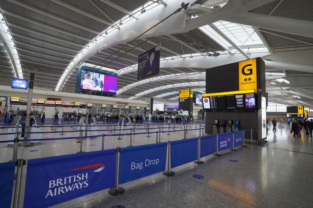 The departures area in Terminal 5 at Heathrow Airport