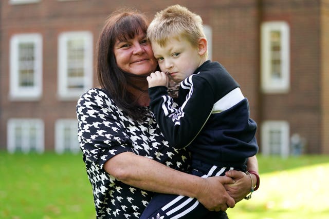 Rebecca Currie and her son Mathew Richards (Kirsty O'Connor/PA)